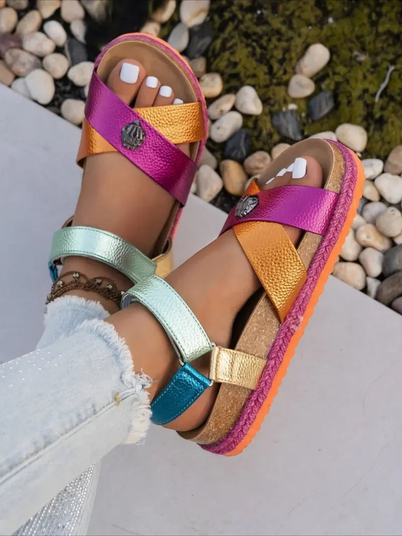 ⏰Flash Sale 50% OFF🔥Bohemian Style Woven Wedge Summer Sandals, Dopamine flip-flops