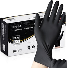 Load image into Gallery viewer, 100pcs Disposable Nitrile Ultra-Durable Gloves, 5-mil, Black Gloves Disposable Latex Free, Powder Free Gloves Waterproof, Tear-Resistant, and Powder-Free for Kitchen Cleaning - Perfect for Outdoor Cleaning Supplies and Household Gadgets
