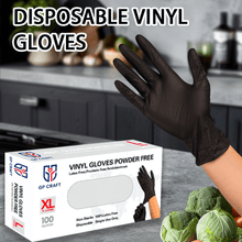 Load image into Gallery viewer, Black Vinyl Gloves, 4 mil, Disposable Latex-Free Plastic Gloves for Tattoo, Hair Salon, Nail, Food, Cooking &amp; Cleaning, 100-ct Box
