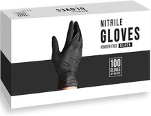 Load image into Gallery viewer, 100pcs Disposable Nitrile Ultra-Durable Gloves, 5-mil, Black Gloves Disposable Latex Free, Powder Free Gloves Waterproof, Tear-Resistant, and Powder-Free for Kitchen Cleaning, Tattoo, Hair Dyeing, Pet Grooming - Perfect for Outdoor Cleaning Supplies