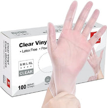 Load image into Gallery viewer, Clear Vinyl Gloves, 4 mil, Disposable Latex-Free Gloves for Cooking &amp; Cleaning, Outdoor 100-ct Box Durable Nitrile Disposable Gloves - Powder-Free, Latex-Free, High-Elasticity Comfort Fit - Food Safe for Cleaning, Hairdressing, Pets, Crafts, Cars