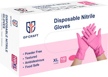Load image into Gallery viewer, 100/ct box Pink Gloves Disposable Latex-Free Food Safe for Cooking Cleaning Household Outdoor Pet Care Beauty Spa Pink Nitrile Gloves Powder Free Disposable Latex Free