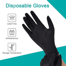 Load image into Gallery viewer, Black Vinyl Gloves, 4 mil, Disposable Latex-Free Gloves for Cooking &amp; Cleaning, Outdoor 100-ct Box Durable Nitrile Disposable Gloves - Powder-Free, Latex-Free, High-Elasticity Comfort Fit - Food Safe for Cleaning, Hairdressing, Pets, Crafts, Cars