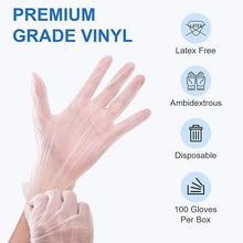 Load image into Gallery viewer, Clear Vinyl Gloves, 4 mil, Disposable Latex-Free Gloves for Cooking &amp; Cleaning, Outdoor 100-ct Box Durable Nitrile Disposable Gloves - Powder-Free, Latex-Free, High-Elasticity Comfort Fit - Food Safe for Cleaning, Hairdressing, Pets, Crafts, Cars