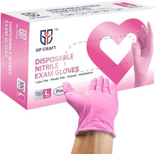 Load image into Gallery viewer, 100/ct box Pink Gloves Disposable Latex-Free Food Safe for Cooking Cleaning Household Outdoor Pet Care Beauty Spa Pink Nitrile Gloves Powder Free Disposable Latex Free