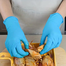 Load image into Gallery viewer, 100pcs 4Mil Blue Nitrile Disposable Gloves Latex-Free, Powder-Free, Food-Safe For Outdoor Cleaning, Cooking, Food Prepping, Professional Protective Gloves