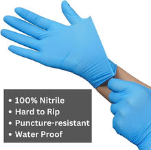 Load image into Gallery viewer, 100pcs Disposable Nitrile Ultra-Durable Gloves, 5-mil, Blue Gloves Disposable Latex Free, Powder Free Gloves Waterproof,Hair Dyeing, Pet Grooming, Beauty Salons, Perfect for Outdoor Cleaning Supplies and Household Gadgets