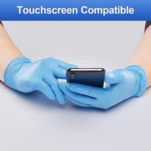Load image into Gallery viewer, Blue Vinyl Gloves, 4 mil, Disposable Latex-Free Gloves for Cooking &amp; Cleaning, Outdoor 100-ct Box Durable Nitrile Disposable Gloves - Powder-Free, Latex-Free, High-Elasticity Comfort Fit - Food Safe for Cleaning, Hairdressing, Pets, Crafts, Cars