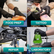 Load image into Gallery viewer, Black Vinyl Gloves, 4 mil, Disposable Latex-Free Gloves for Cooking &amp; Cleaning, Outdoor 100-ct Box Durable Nitrile Disposable Gloves - Powder-Free, Latex-Free, High-Elasticity Comfort Fit - Food Safe for Cleaning, Hairdressing, Pets, Crafts, Cars