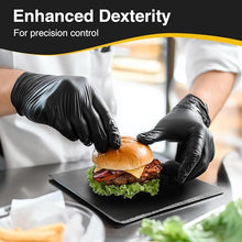 Load image into Gallery viewer, 100pcs Disposable Nitrile Ultra-Durable Gloves, 5-mil, Black Gloves Disposable Latex Free, Powder Free Gloves Waterproof, Tear-Resistant, and Powder-Free for Kitchen Cleaning, and Household Chores - Perfect for Outdoor Cleaning Supplies and Househo