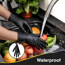 Load image into Gallery viewer, 100pcs Disposable Nitrile Ultra-Durable Gloves, 5-mil, Black Gloves Disposable Latex Free, Powder Free Gloves Waterproof, Tear-Resistant, and Powder-Free for Kitchen Cleaning, and Household Chores - Perfect for Outdoor Cleaning Supplies and Househo