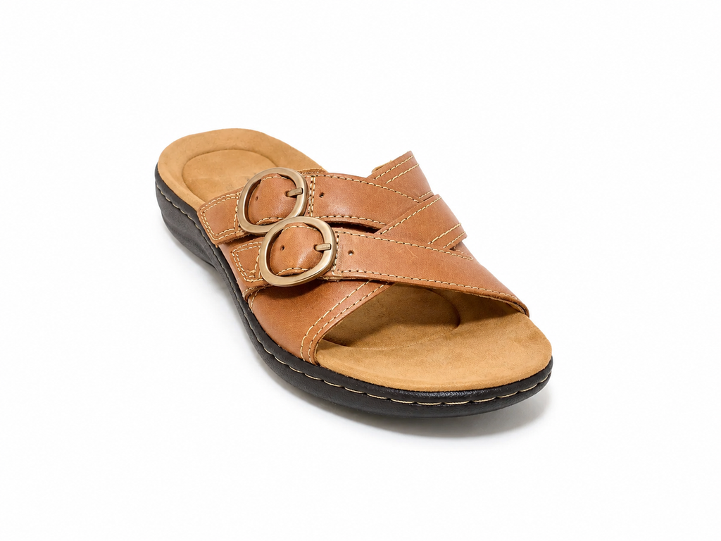 Women’s Soft-Step Leather Slide Sandals – All-Day Comfort