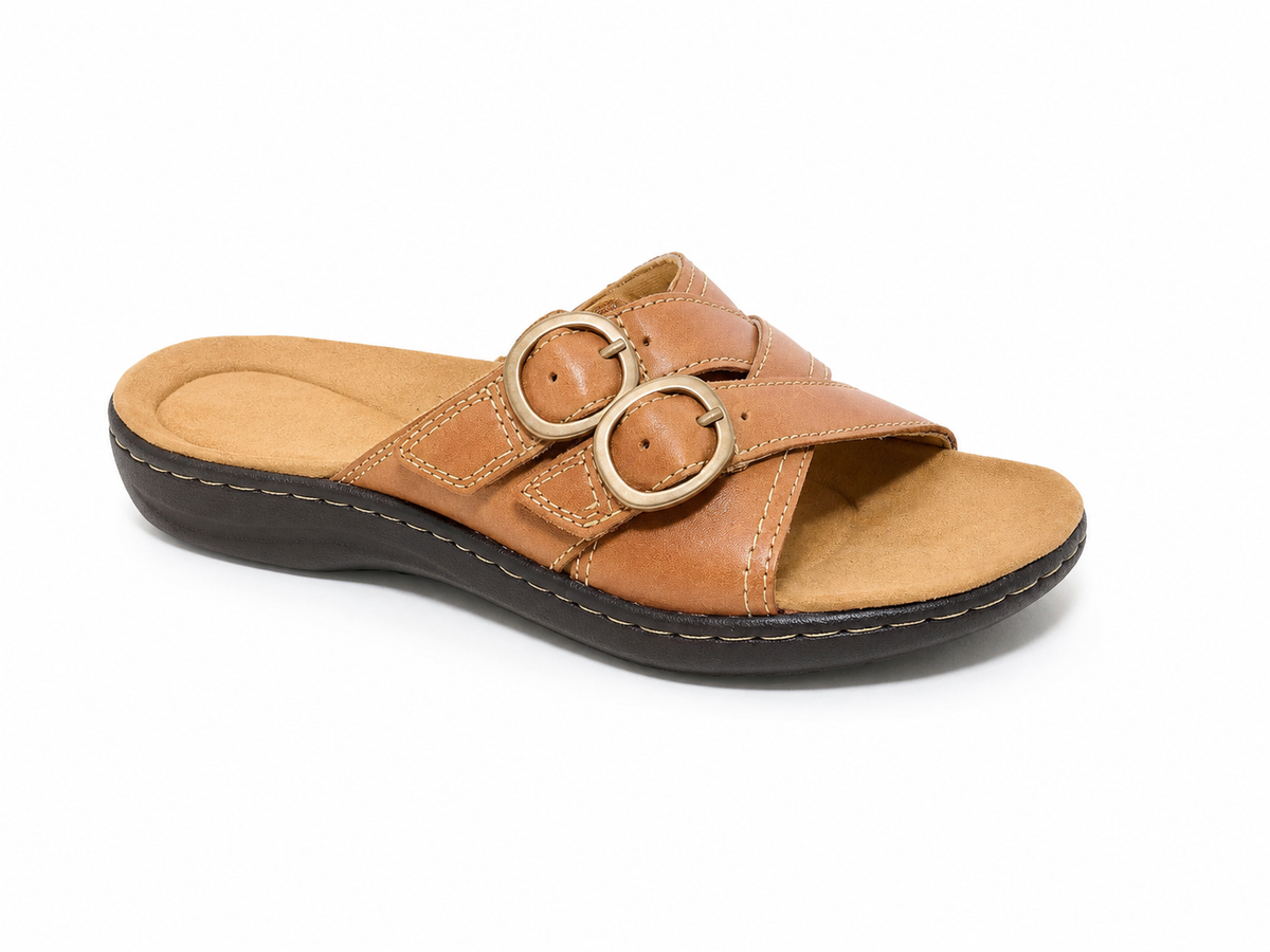 Women’s Soft-Step Leather Slide Sandals – All-Day Comfort