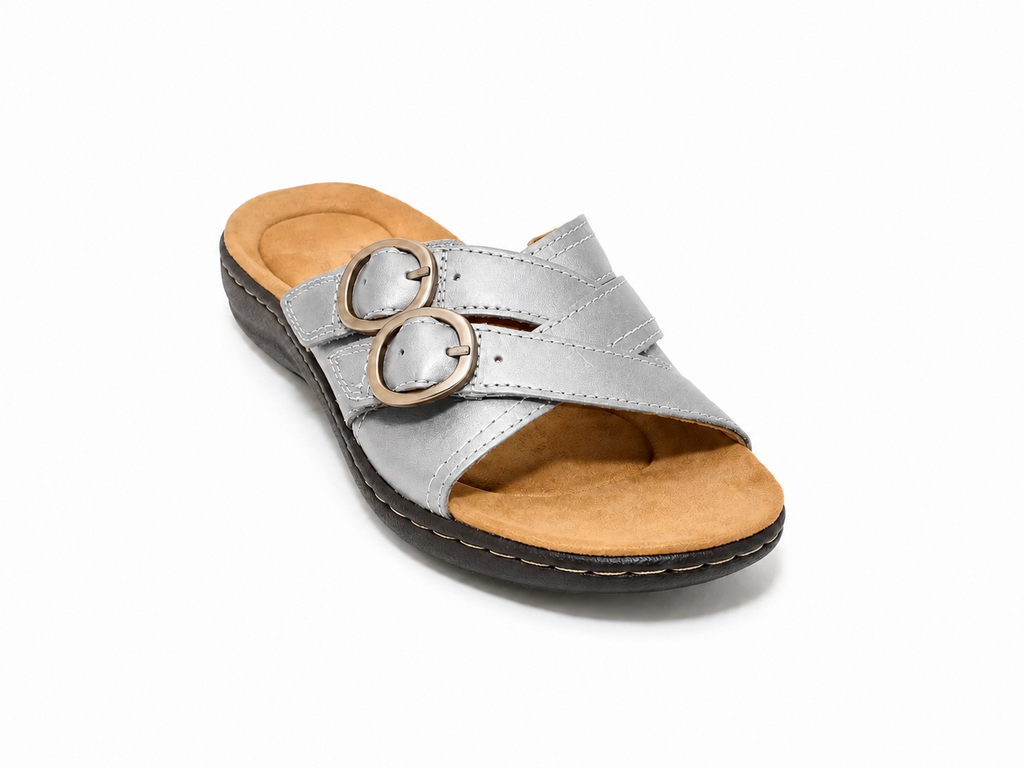 Women’s Soft-Step Leather Slide Sandals – All-Day Comfort