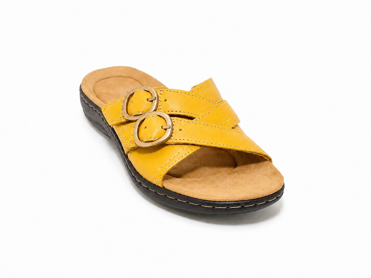 Women’s Soft-Step Leather Slide Sandals – All-Day Comfort
