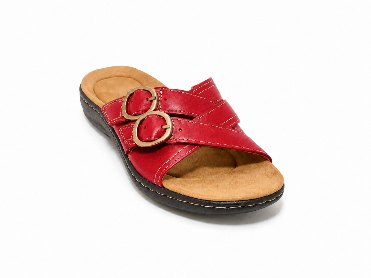 Women’s Soft-Step Leather Slide Sandals – All-Day Comfort