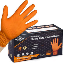 Load image into Gallery viewer, Thor Grip Heavy Duty Outdoor Industrial Black, Orange or Green Nitrile Gloves with Raised Diamond Texture, 8-mil, Latex Free, Powder Free
